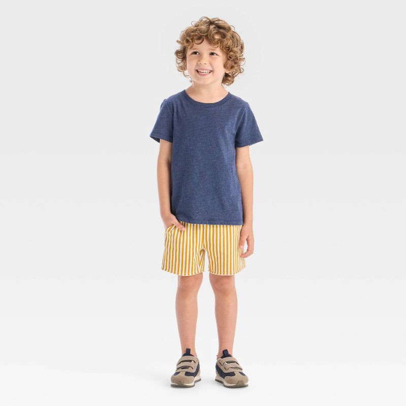 slide 2 of 2, Grayson Mini Toddler Boys' French Terry Striped Shorts - Yellow 12M, 1 ct
