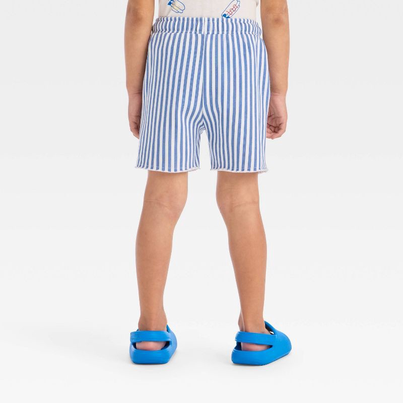 slide 2 of 3, Grayson Mini Toddler Boys' French Terry Striped Shorts - Blue 3T, 1 ct