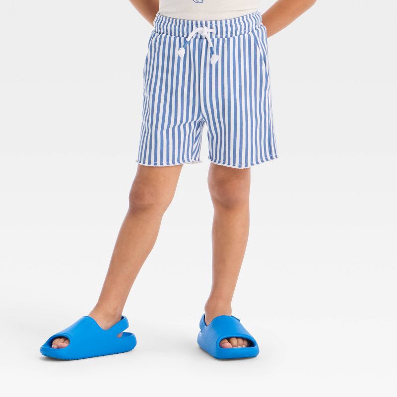 slide 1 of 3, Grayson Mini Toddler Boys' French Terry Striped Shorts - Blue 3T, 1 ct