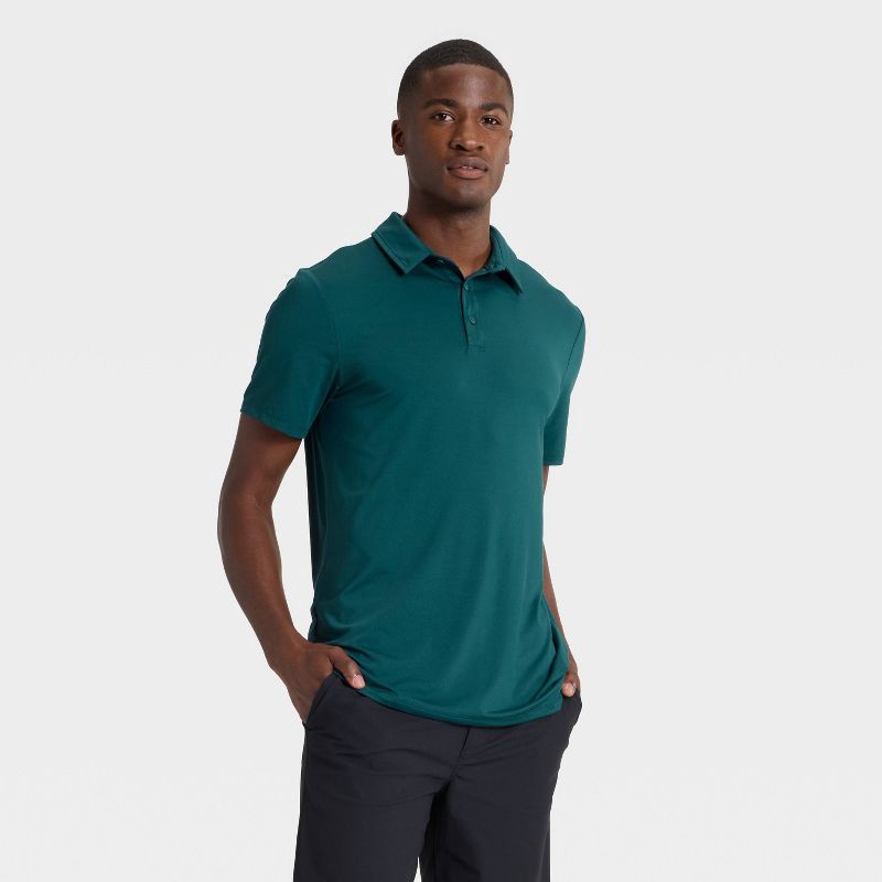 slide 1 of 3, Men's Jersey Polo Shirt - All In Motion™ Dark Teal Green XL, 1 ct