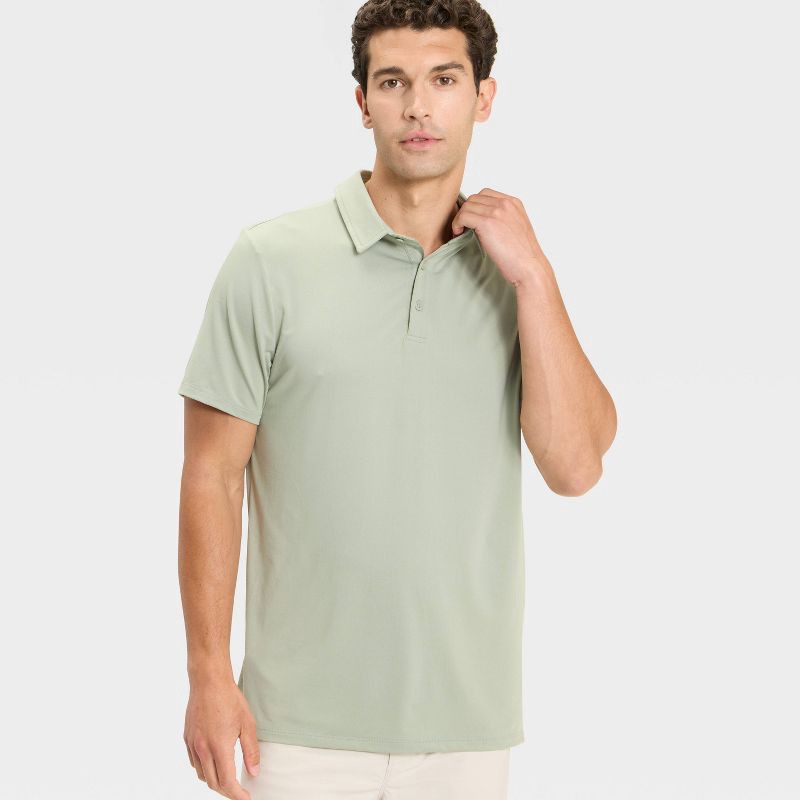slide 3 of 3, Men's Jersey Polo Shirt - All In Motion™ Moss Green L, 1 ct