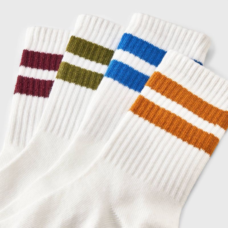 slide 3 of 3, Boys' 4pk Varsity Striped Crew Socks - Cat & Jack™ L, 4 ct