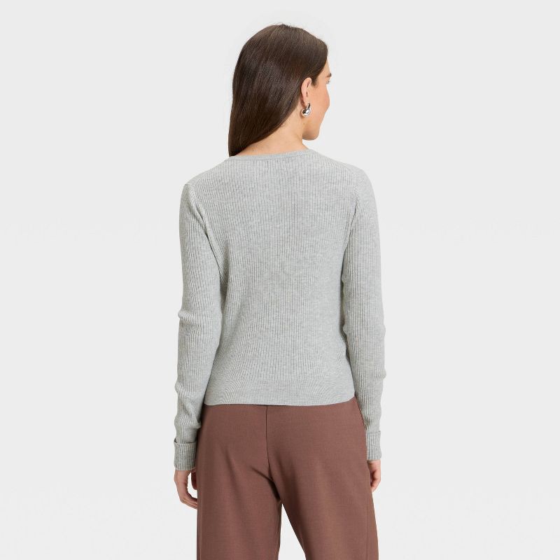 slide 2 of 3, Women's Ribbed Cuff Cardigan Sweater - A New Day™ Heather Gray XS, 1 ct