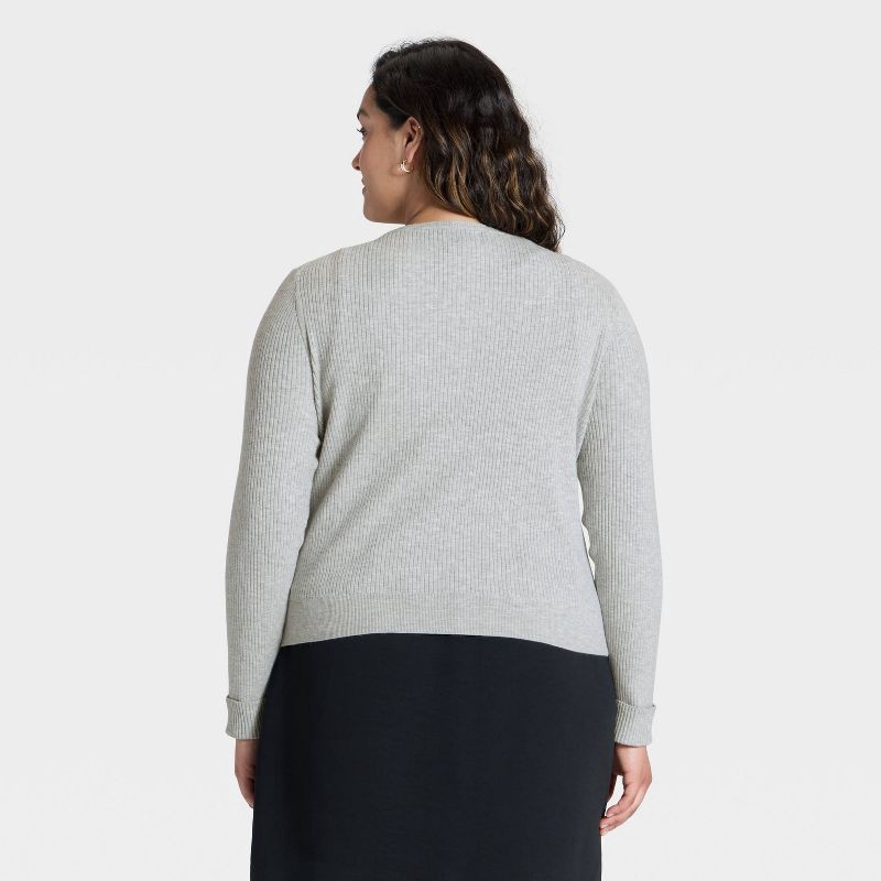 slide 2 of 3, Women's Ribbed Cuff Cardigan Sweater - A New Day™ Heather Gray XXL, 1 ct