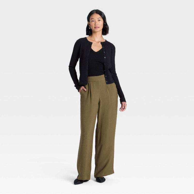 slide 3 of 3, Women's Ribbed Cuff Cardigan Sweater - A New Day™ Black XS, 1 ct