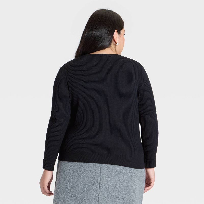 slide 2 of 3, Women's Ribbed Cuff Cardigan Sweater - A New Day™ Black XXL, 1 ct