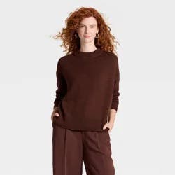 Women's Woolen Crew Pullover Sweater - A New Day™ Brown M
