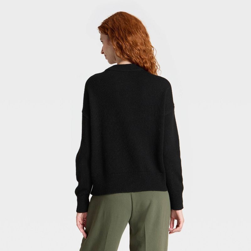 slide 2 of 3, Women's Woolen Crew Pullover Sweater - A New Day™ Black S, 1 ct