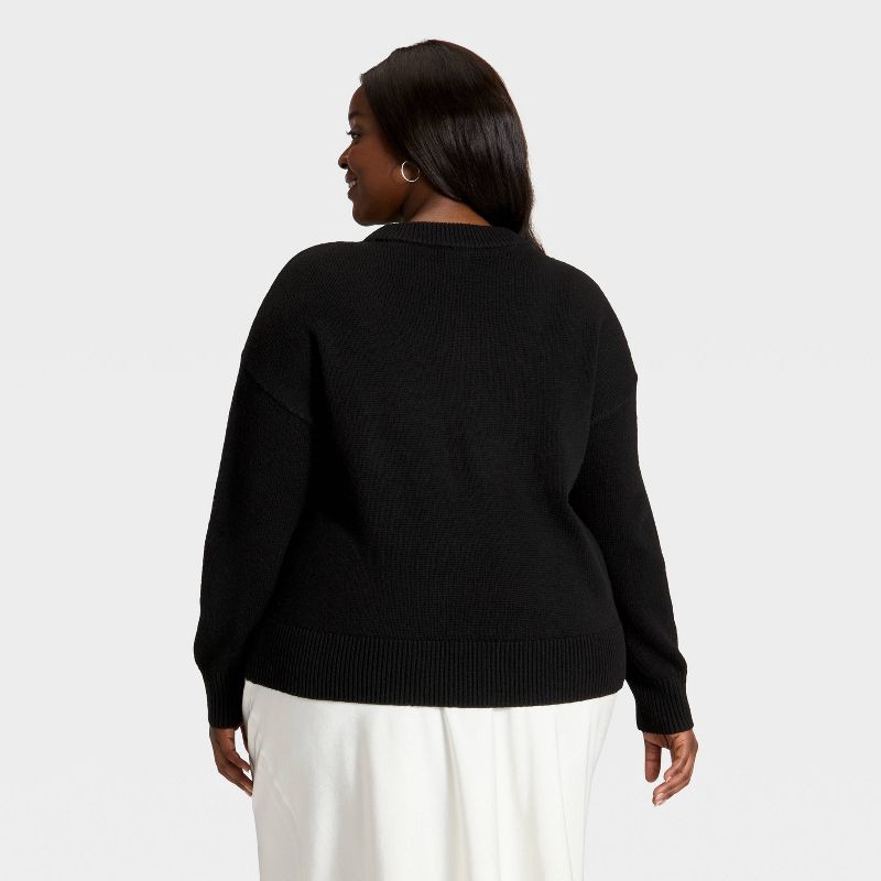 slide 2 of 3, Women's Woolen Crew Pullover Sweater - A New Day™ Black XXL, 1 ct