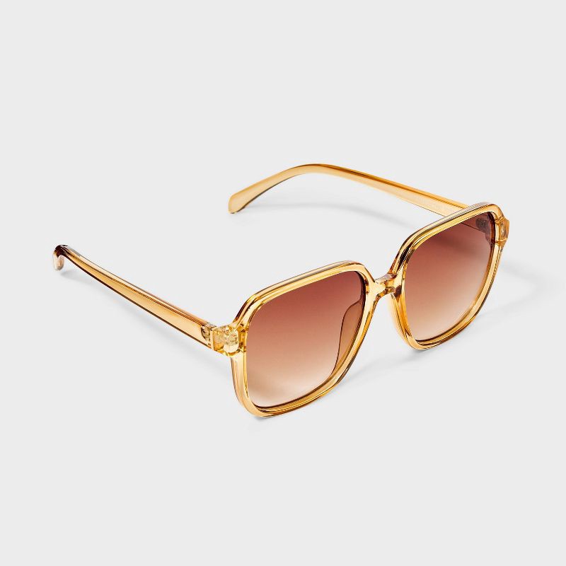slide 2 of 4, Women's Shiny Plastic Square Sunglasses with Gradient Lenses - Universal Thread™ Yellow, 1 ct