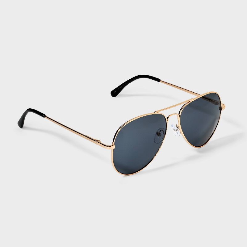 slide 2 of 2, Men's Aviator Metal Sunglasses - Goodfellow & Co™ Gold, 1 ct