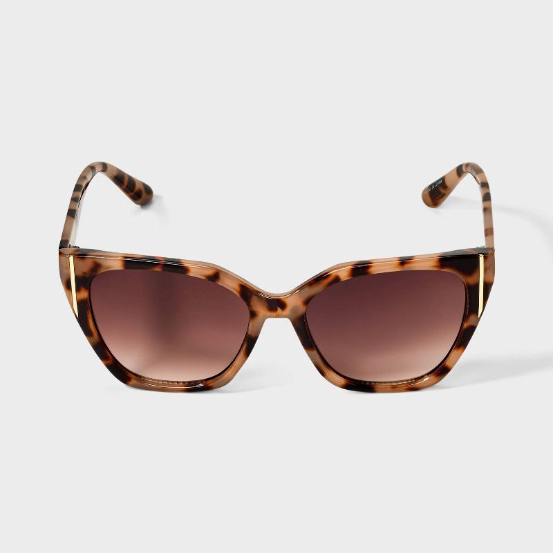 slide 1 of 2, Women's Cateye with Metal Striped Sunglasses - A New Day™ Beige, 1 ct