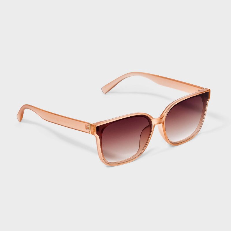 slide 2 of 4, Women's Shiny Plastic Rectangle Sunglasses with Gradient Lenses - Universal Thread™ Pink Tort, 1 ct