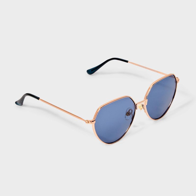 slide 2 of 4, Women's Shiny Metal Oval Sunglasses - Universal Thread™ Gold, 1 ct