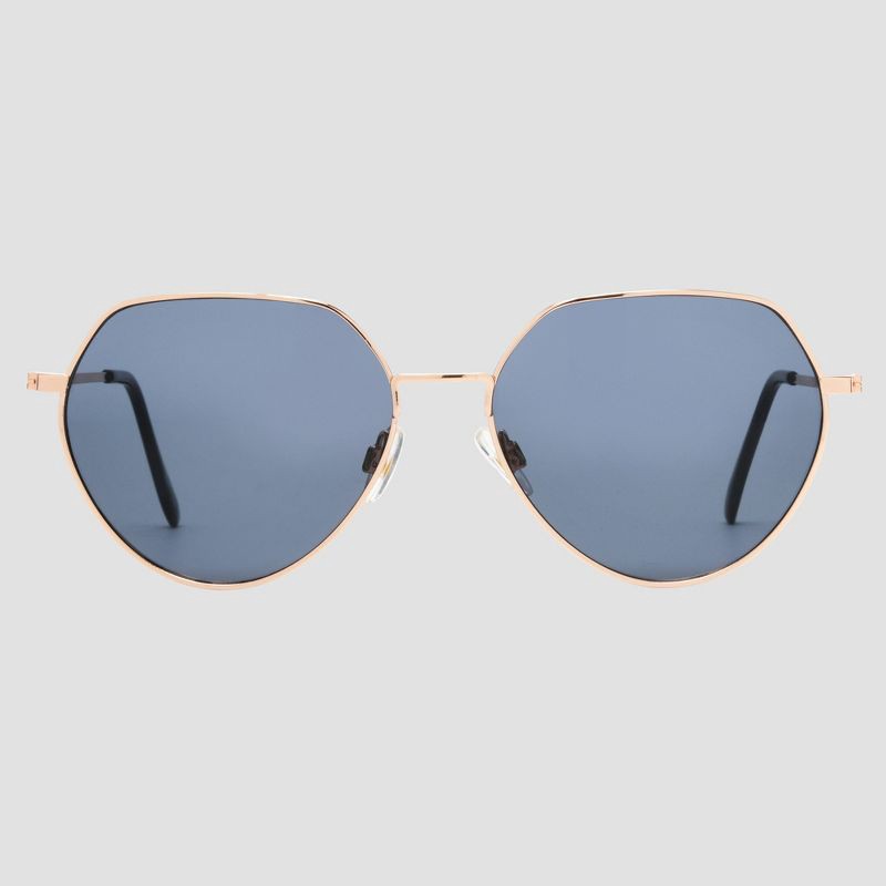 slide 3 of 4, Women's Shiny Metal Oval Sunglasses - Universal Thread™ Gold, 1 ct