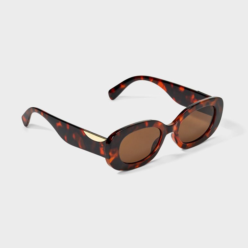 slide 2 of 2, Women's Oval Tortoise Shell with Half Moon Sunglasses - A New Day™ Brown, 1 ct