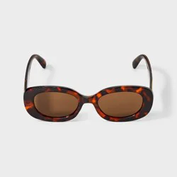 Women's Oval Tortoise Shell with Half Moon Sunglasses - A New Day™ Brown