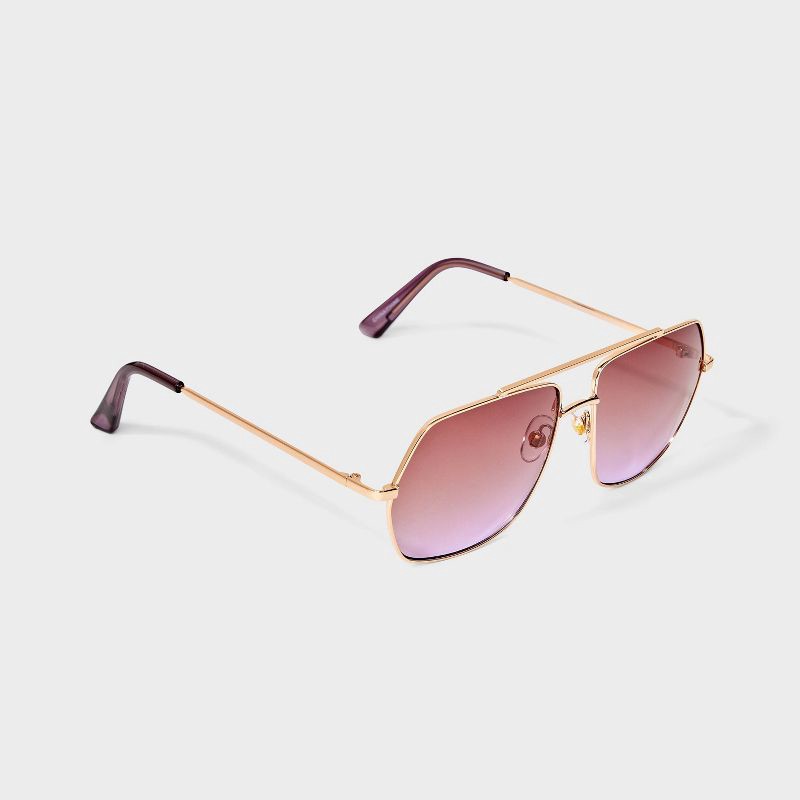 slide 2 of 4, Women's Shiny Metal Navigator Sunglasses - Universal Thread™ Lavendar, 1 ct