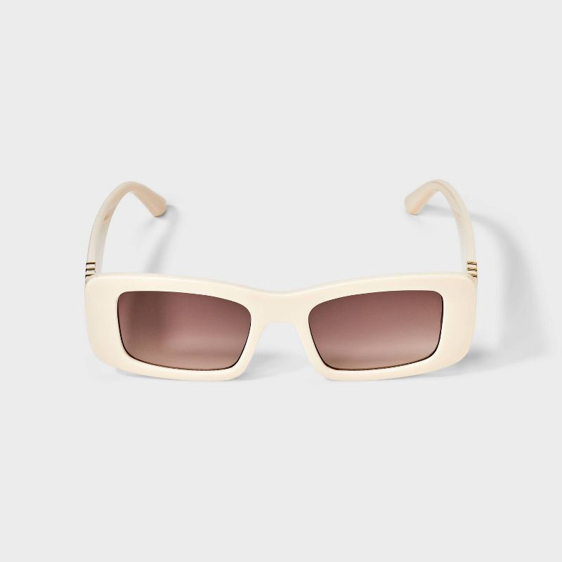 slide 1 of 2, Women's Rectangle with Metal Temples Sunglasses - A New Day™ Ivory, 1 ct
