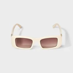Women's Rectangle with Metal Temples Sunglasses - A New Day™ Ivory