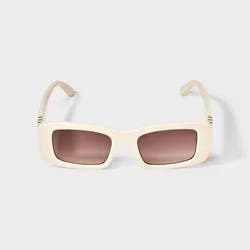 Women's Rectangle with Metal Temples Sunglasses - A New Day™ Ivory