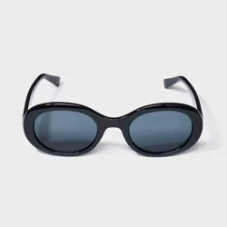 Women's Shiny Plastic Oval Sunglasses - Universal Thread™ Black