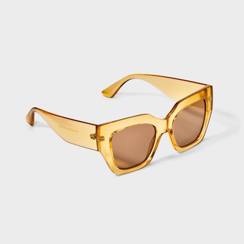 slide 2 of 2, Women's Thick Square Sunglasses - A New Day™ Yellow, 1 ct