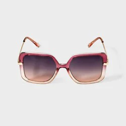 Women's Oversized Ombre Square Plastic and Metal Sunglasses - A New Day™ Pink