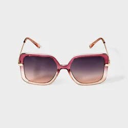 Women's Oversized Ombre Square Plastic and Metal Sunglasses - A New Day™ Pink