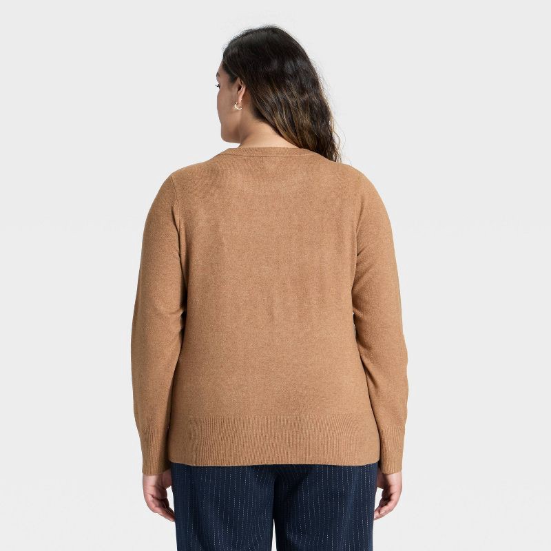 slide 2 of 3, Women's Slim Fit Cozy Knit Pullover Sweater - A New Day™ Brown XXL, 1 ct