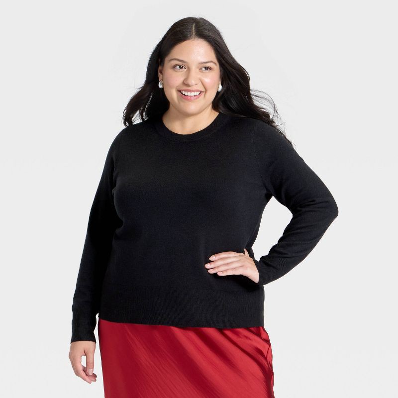 slide 1 of 3, Women's Slim Fit Cozy Knit Pullover Sweater - A New Day™ Black XXL, 1 ct