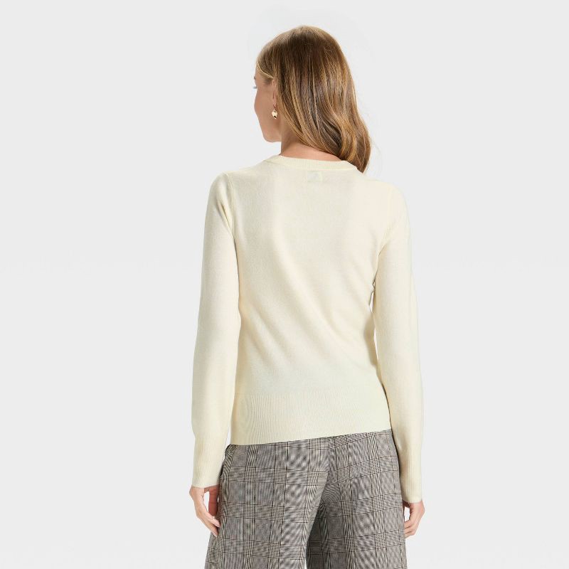 slide 2 of 3, Women's Slim Fit Cozy Knit Pullover Sweater - A New Day™ Cream XS, 1 ct