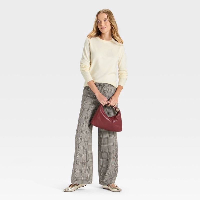 slide 3 of 3, Women's Slim Fit Cozy Knit Pullover Sweater - A New Day™ Cream M, 1 ct