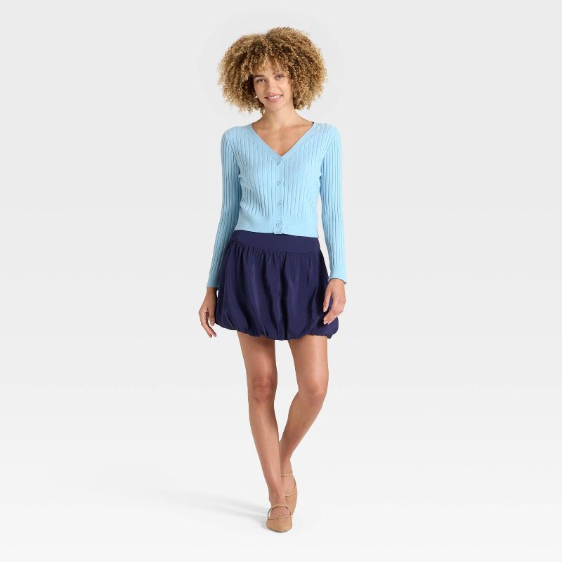 slide 3 of 3, Women's Button-Front Cardigan - A New Day™ Blue M, 1 ct
