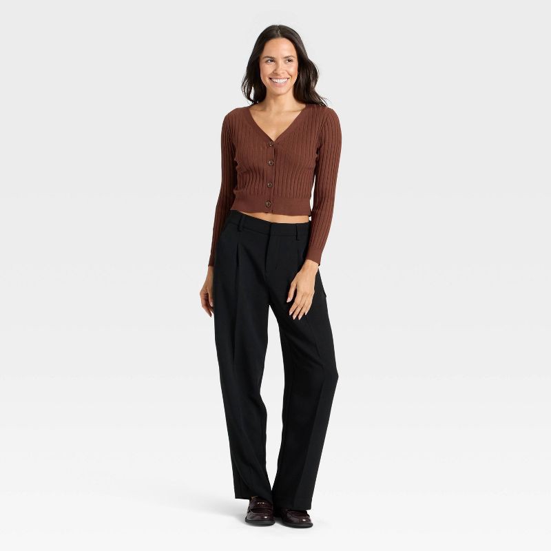 slide 3 of 3, Women's Button-Front Cardigan - A New Day™ Brown XL, 1 ct