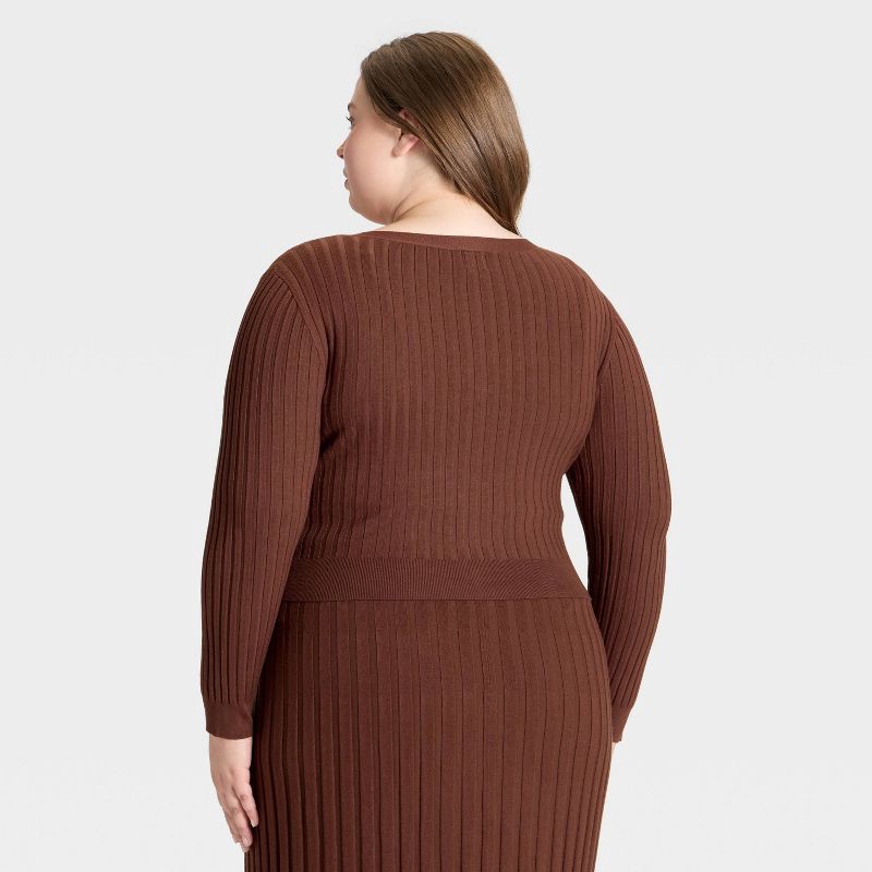 slide 2 of 3, Women's Button-Front Cardigan - A New Day™ Brown XXL, 1 ct