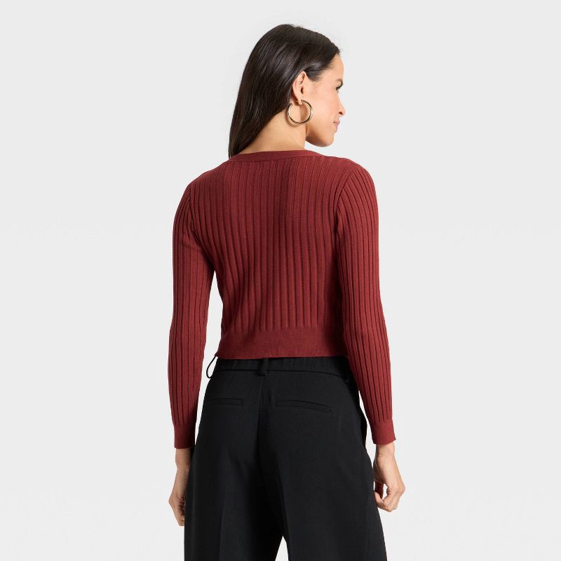 slide 2 of 3, Women's Button-Front Cardigan - A New Day™ Maroon XL, 1 ct