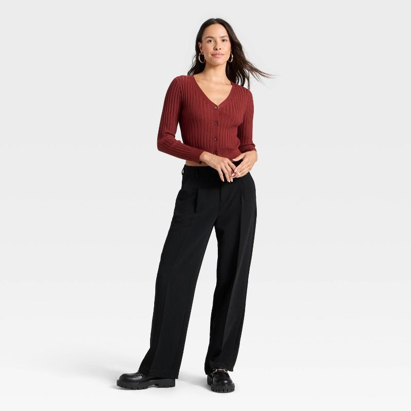 slide 3 of 3, Women's Button-Front Cardigan - A New Day™ Maroon XL, 1 ct