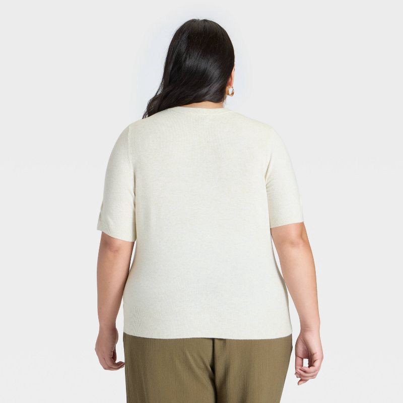 slide 2 of 3, Women's Short Sleeve Cozy Knit Sweater - A New Day™ Oatmeal XXL, 1 ct