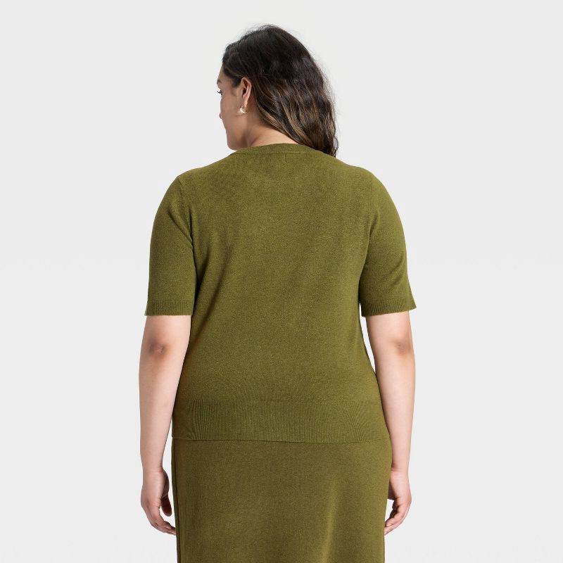 slide 2 of 3, Women's Short Sleeve Cozy Knit Sweater - A New Day™ Green XXL, 1 ct