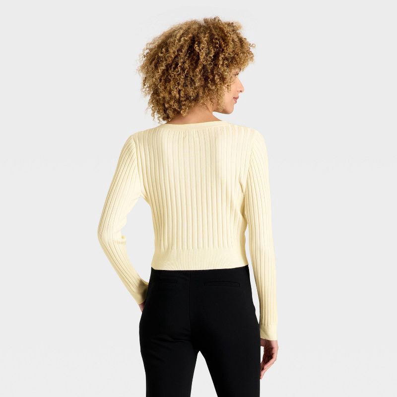 slide 2 of 3, Women's Button-Front Cardigan - A New Day™ Cream L, 1 ct