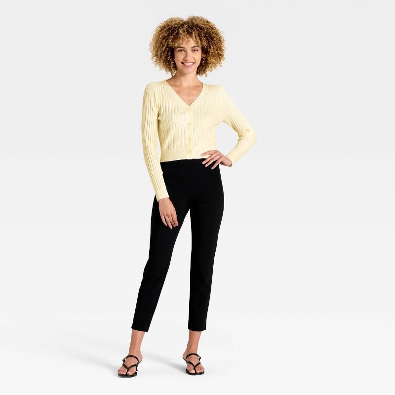 slide 3 of 3, Women's Button-Front Cardigan - A New Day™ Cream L, 1 ct