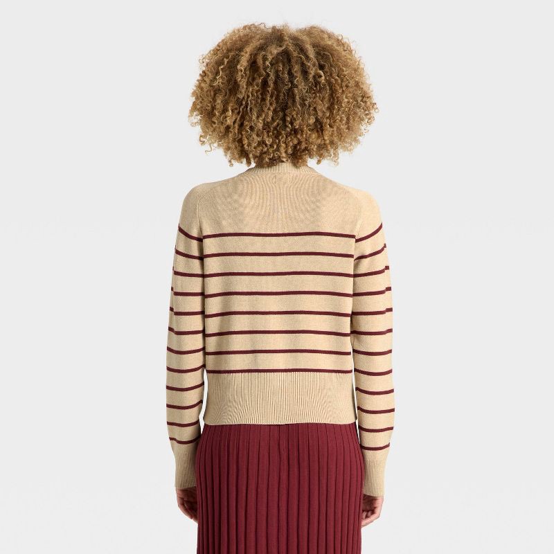 slide 2 of 3, Women's Lady Jacket Cardigan Sweater - A New Day™ Taupe/Burgundy Striped XL, 1 ct
