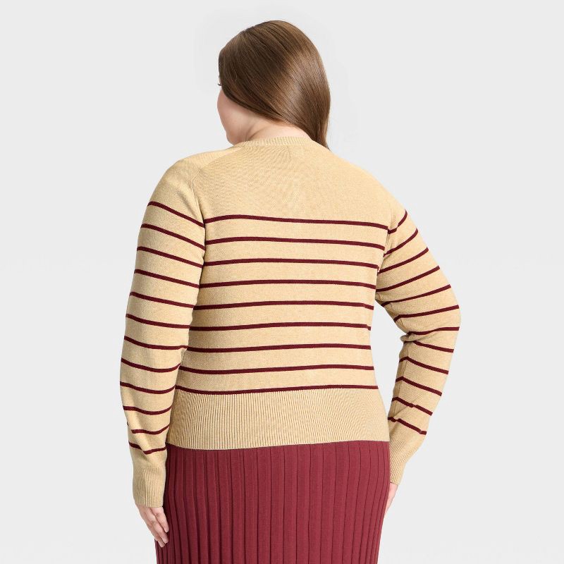 slide 2 of 3, Women's Lady Jacket Cardigan Sweater - A New Day™ Taupe/Burgundy Striped XXL, 1 ct