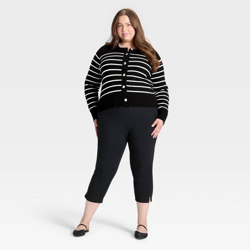 slide 3 of 3, Women's Lady Jacket Cardigan Sweater - A New Day™ Black/White Striped XXL, 1 ct