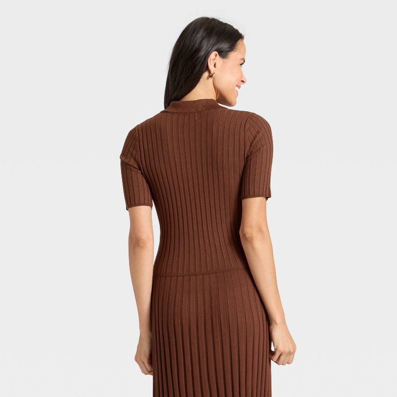 slide 2 of 3, Women's Half Zip Pullover Sweater - A New Day™ Brown XL, 1 ct