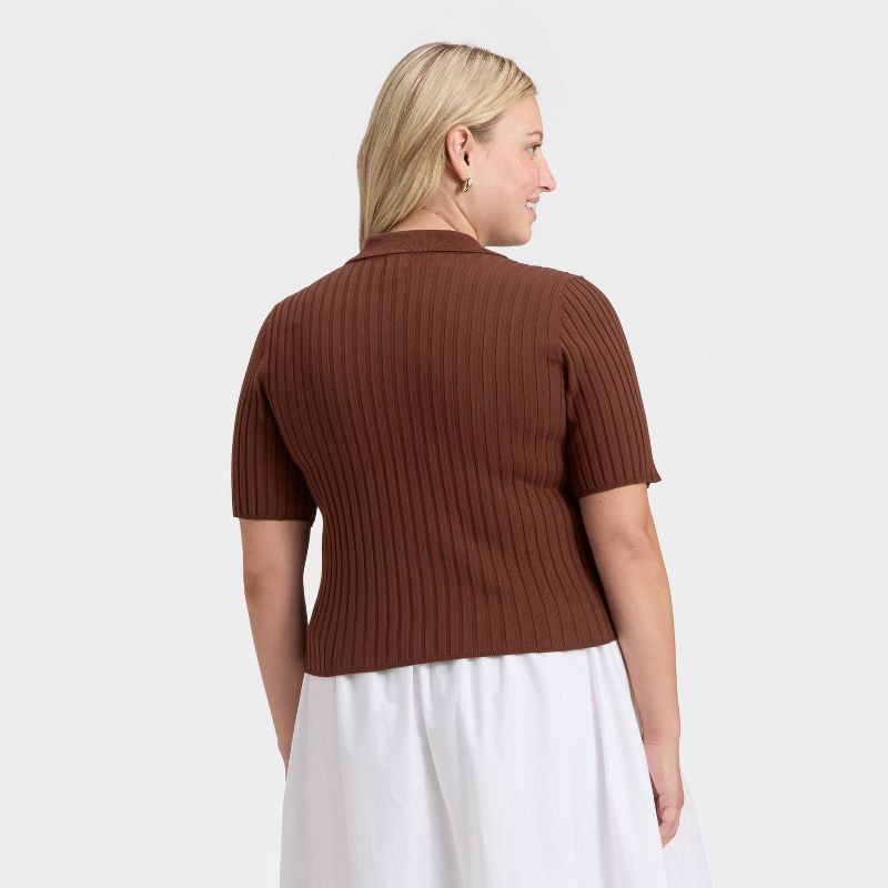 slide 2 of 3, Women's Half Zip Pullover Sweater - A New Day™ Brown XXL, 1 ct