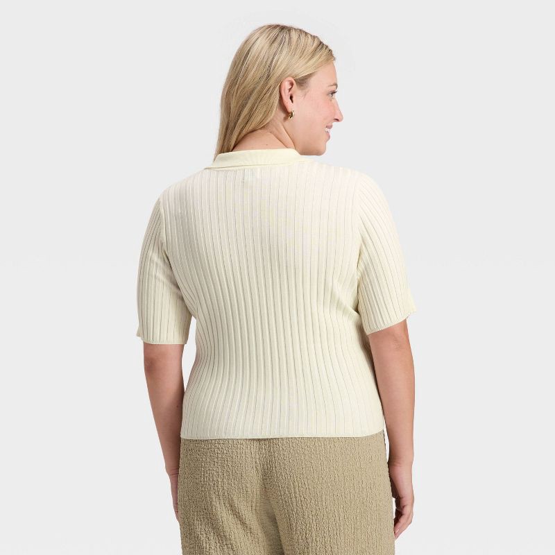 slide 2 of 3, Women's Half Zip Pullover Sweater - A New Day™ Cream XXL, 1 ct