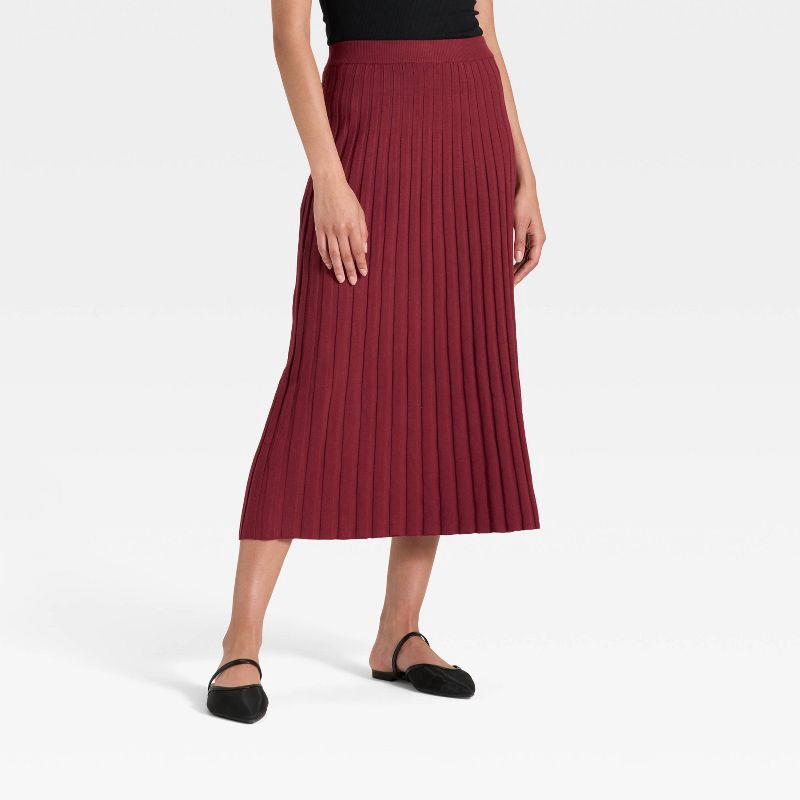slide 1 of 3, Women's Ribbed Mini Sweater Skirt - A New Day™ Maroon S, 1 ct
