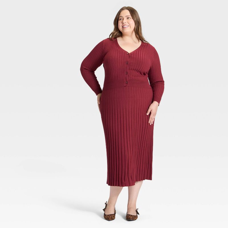 slide 3 of 3, Women's Ribbed Mini Sweater Skirt - A New Day™ Maroon XXL, 1 ct